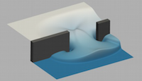 Visualisation of numerical simulation of flooding following a dam breach