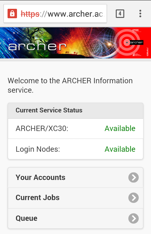 Screenshot of ARCHER App